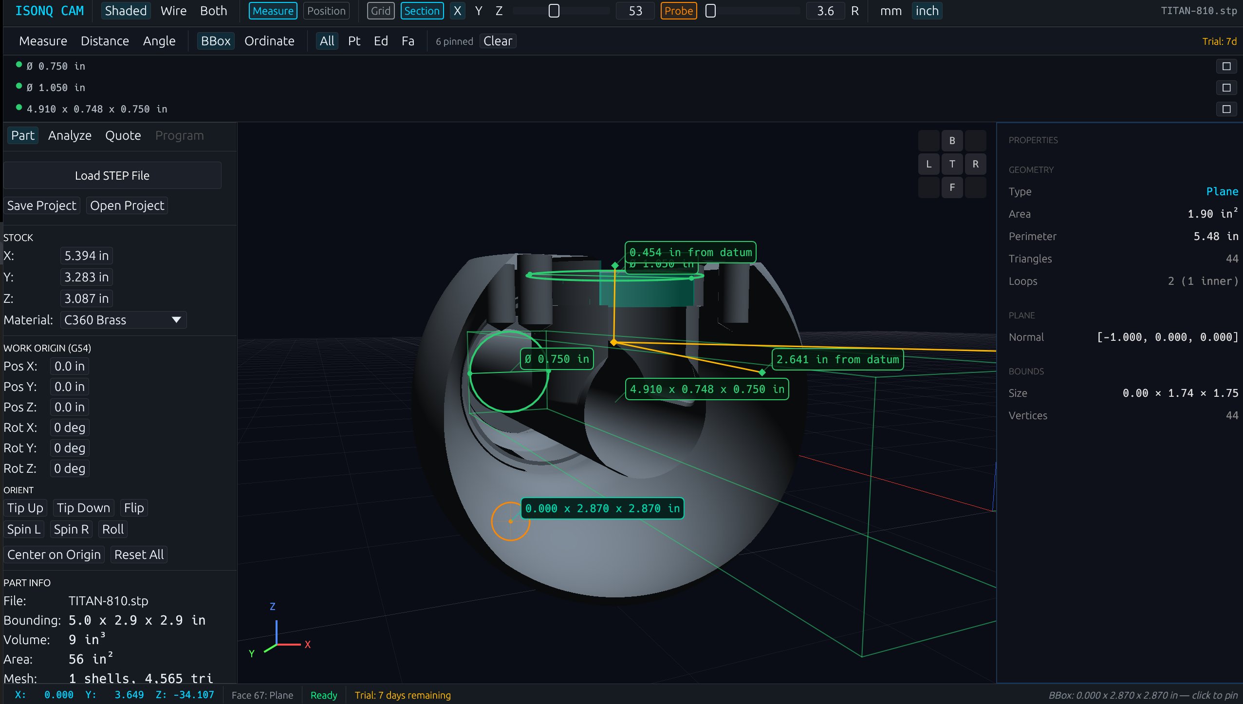 Section view exposing internal geometry of TITAN-810