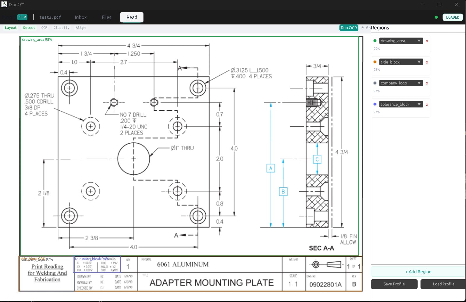 Region detection with classified bounding boxes