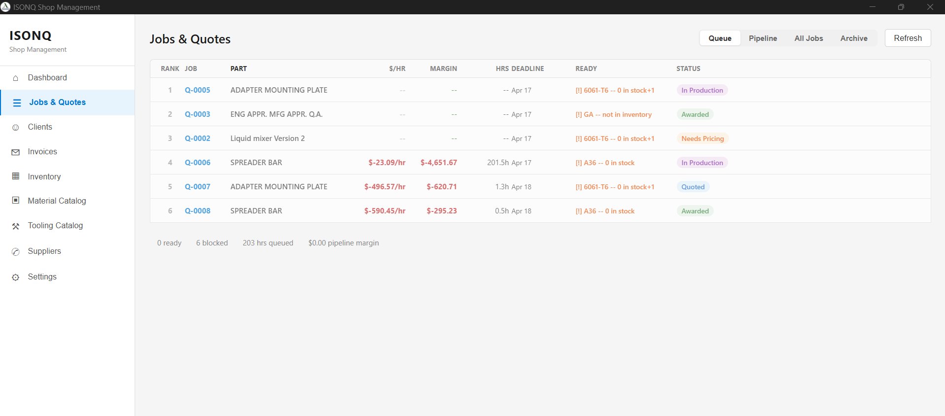 Jobs & Quotes queue