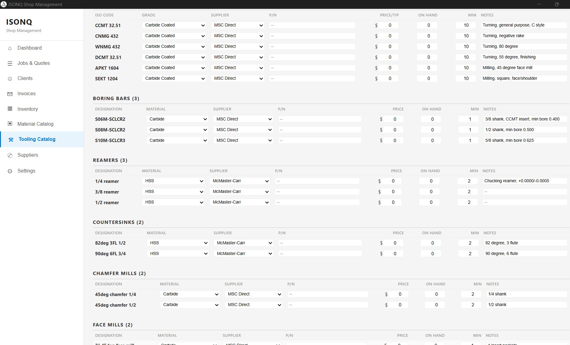 Tooling Catalog — inserts, boring bars, reamers