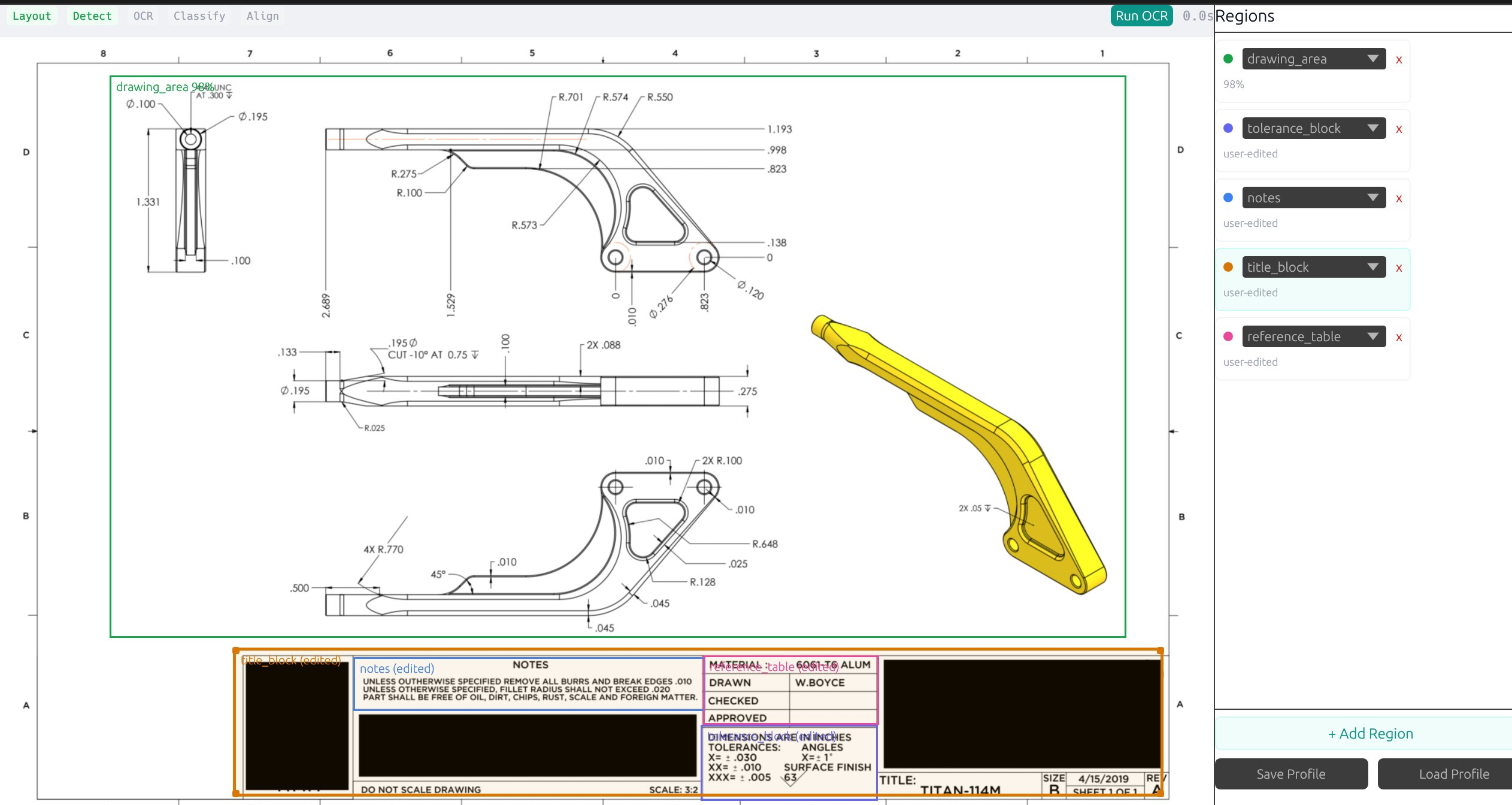 TITAN-114M with 4 regions correctly classified via Region Profile
